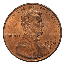 Монета 1 цент 1996 года D