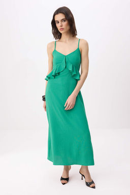 Yesil F?rf?r Detayl? Maxi Dokuma Elbise TWOSS26EL00330 - Trendyolmilla фото 2