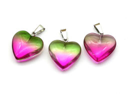 Кулон Сердце 20*20мм цв.малиново-зеленый