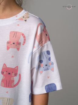 Костюм Мун котята на белом-индиго