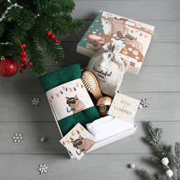 Набор новогодний подарочный "Еноты" полотенце и аксессуары (4 предмета)