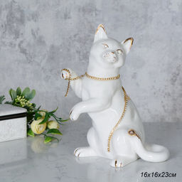 Статуэтка Кошка белая 16х16х23 см / B3012-4 /уп 12/ - ГалеонТрейд фото 4