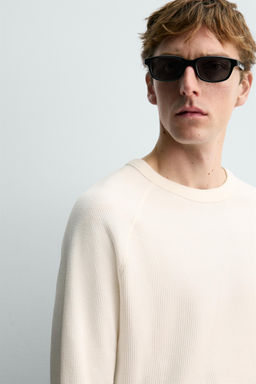 AARON LEVINE X ZARA WAFFLE-KNIT TEXTURE T-SHIRT  фото 6