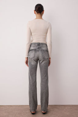 TRENDYOLMILLA Ac?k Mavi More Sustainable Yuksek Bel Flare Jeans TWOAW23JE00657 фото 16