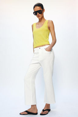 JEANS ZW COLLECTION CROPPED FLARE TIRO MEDIO / Blanco