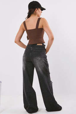 Топ из джинсовой ткани коричневый