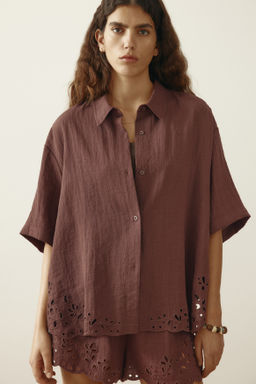 Camisa playera con bordado ingl?s - H&m фото 5