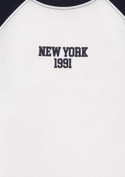 New York Bask?l? Ekru Tisort - Mavi фото 4