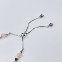 Браслет регулируемый (на любовь) из Розового кварца, Граната и Лунного камня от 16 см