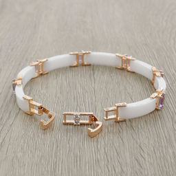 Браслет Лилу из белой керамики с Александритом покрытие под золото - Agat77 фото 2