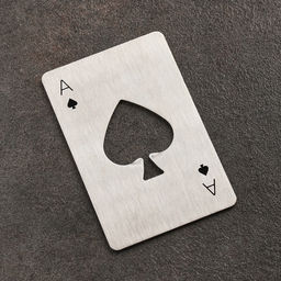 Цена за 2 шт. Карта-открывашка для бутылок «Туз козырный», 8.5×5.5 см, металл, серебристая