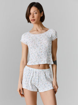 Комплект домашний женский белый укороченный