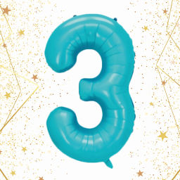 Шар фольгированный 32/81см "Цифра "3" (голубой)