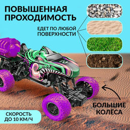 Машинка на пульте управления MONSTER, 1:16, эффект дыма, световые эффекты, работает от аккумулятора, цвет зелёный - АвтоГрад фото 2