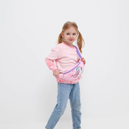 Сумка детская для девочки поясная Единорог, на молнии, наружный карман, розовая - NAZAMOK KIDS фото 7