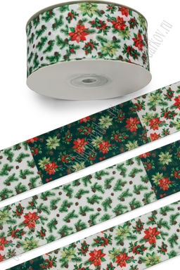 Лента репсовая 4 см*25 ярд с рисунком "Микс" SF-7479, №13