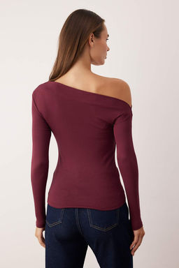 Murdum Premium Yumusak Kumasl? Fitted/Vucuda Oturan Kay?k Yaka Orme Bluz TWOAW24BZ00227