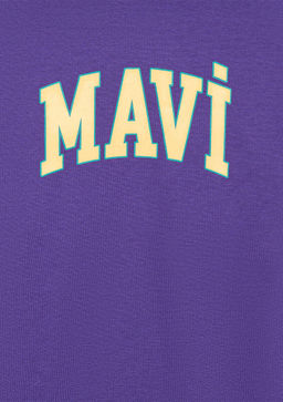 Mavi Logo Bask?l? Kapusonlu Mor Sweatshirt  фото 4