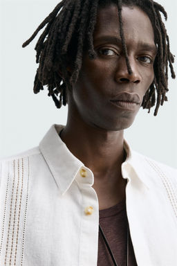 EMBROIDERED COTTON - LINEN SHIRT - Zara фото 5