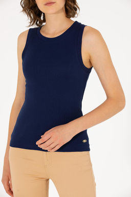 U. S. Polo Assn Женская базовая футболка без рукавов темно-синего цвета с круглым вырезом - U.s. polo assn фото 6