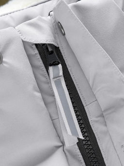 Парка зимняя подростковая для девочки с капюшоном и мехом серого цвета 9532Sr