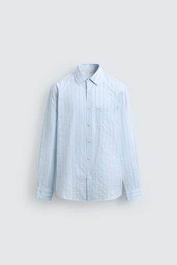 CAMISA REGULAR FIT RAYAS / Celeste claro