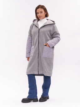 Пальто комбинированное из букле ZPL10533ROL23 - Артесса фото 4