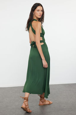 TRENDYOLMILLA Ekru Midi Orme Baglamal? Plaj Elbisesi TBESS24EL00162 фото 2