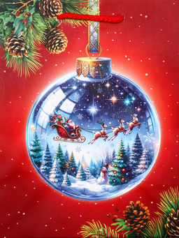 Цена за 2 шт. Пакет подарочный новогодний ламинированный, «Шар», 18×10×22.3 см