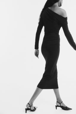 Vestido drapeado de un hombro - H&m фото 7