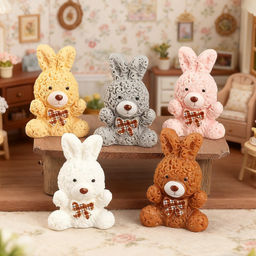 Мини фигурки Кролики с Бантом 3,8 см, 5 шт. 9046774