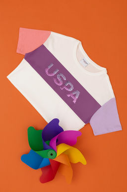 Футболка U.S. Polo Assn для девочек экрю хлопок  фото 15