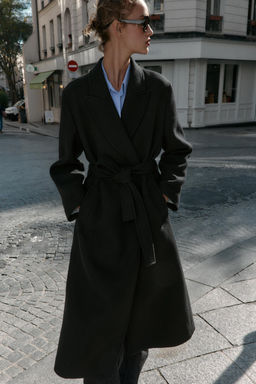 LONG WOOL COAT WITH BELT - Zara фото 6