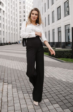Брюки-палаццо с завышенной талией черный - Donna saggia фото 2