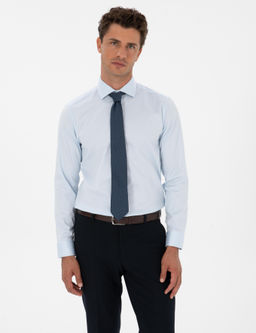 A__k Mavi Slim Fit Uzun Kollu Basic G_mlek