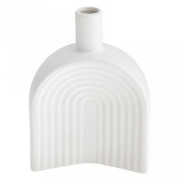 Ваза керамическая "Аравия-арка" 620мл, 15,8х6см h22см, д/горла - 2,5см, фактурный глянец, цвет - белый, в коробке (Китай)