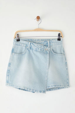 TRENDYOLMILLA Mavi Denim Sort Etek TWOSS25SR00162  фото 6