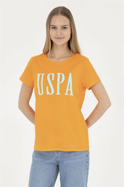 Женская оранжевая футболка с круглым вырезом