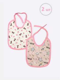 (Уп. 2 шт) Фартук нагрудный цвета для девочек в миксе, сзади клеенка, арт.C-SL030(m)-TR