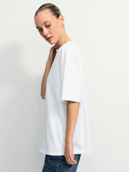 Базовая футболка оверсайз из хлопка / Zarina  фото 5