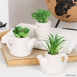 Цена за 1 шт. Цветочная композиция Кактус в чайнике / FA2885 /уп 12/192/ - Галеонтрейд фото 2