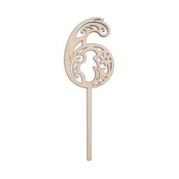 Заготовка для декорирования Mr. Carving ВД-227 Украшение для торта Цифра ажурная фанера 0.4 см Цифра 6