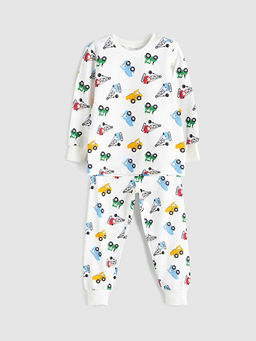 Bask?l? Erkek ?ocuk Pijama Tak?m?