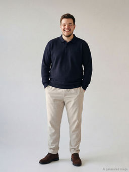 B?y?k Beden Polo Yaka Erkek Sweatshirt