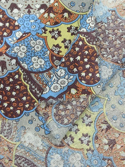 Ситец Восточные сказки цв.коричневый/желтый/голубой, ш.0.8м, хлопок-100%, 90гр/м.кв - Купава фото 4