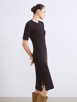 Bisiklet Yaka Triko Elbise