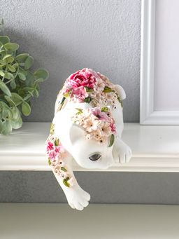 Фигура настольная полистоун «Белая кошка в цветах», на полку, 21×10.5×12.8 см