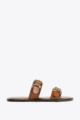 DOUBLE-STRAP BUCKLE FLAT SANDALS - Zara фото 6