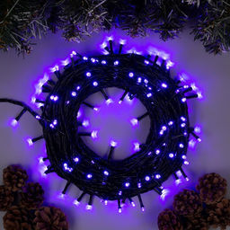 УЦЕНКА Гирлянда Нить 20 м, IP20, 200 LED, 220 В, 8 режимов, тёмная нить, свечение фиолетовое - Luazon lighting фото 6