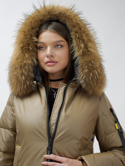 Куртка зимняя HaiLuoZi 871K женская коричневая с мехом енота утеплитель 260 г/м² - Mtforce фото 9